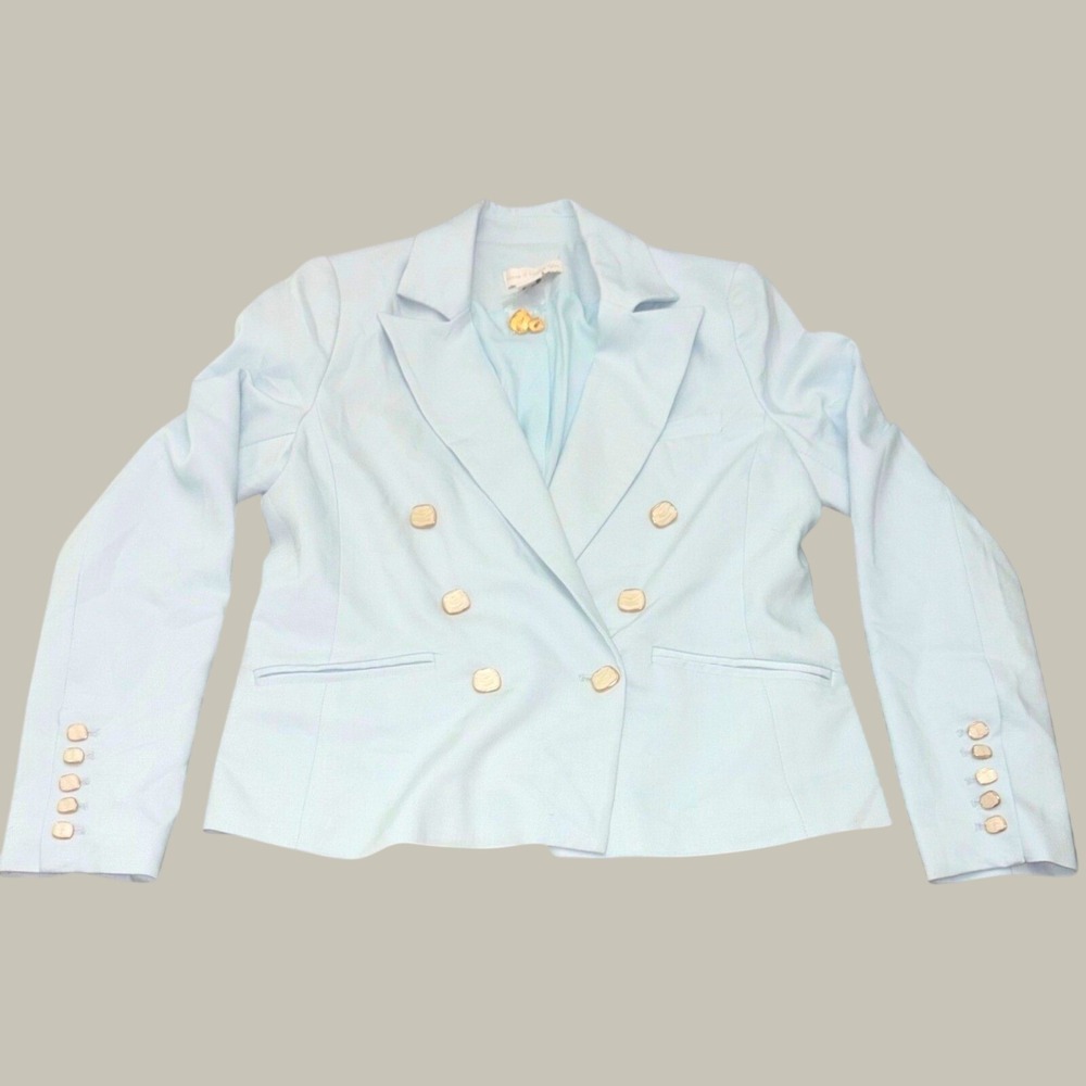 House of Harlow 1960 Blazer Womens S Light Blue Double Breasted Gold Button NWOT